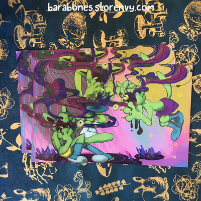 Holographic "miasma cats" print 5.5x8.5