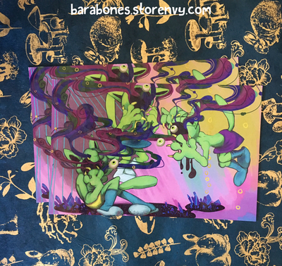 Holographic "Miasma Cats" print 5.5x8.5