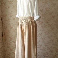 Women Plus size Pants Linen Oversize Casual Pants Linen Crop Pants - Thumbnail 3