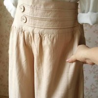 Women Plus size Pants Linen Oversize Casual Pants Linen Crop Pants - Thumbnail 2