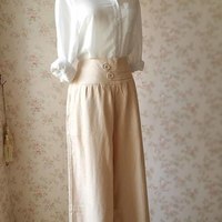Women Plus size Pants Linen Oversize Casual Pants Linen Crop Pants - Thumbnail 4