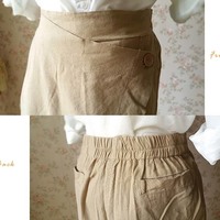 Loose Khaki Pants Wide Leg Linen Pants One Size Women Pants Wrap Pants Wide Leg Trousers Palazzo Pants - Thumbnail 1