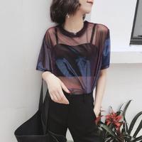 Chic Gradient Color Mesh Top - Thumbnail 1