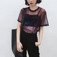 Chic Gradient Color Mesh Top - Thumbnail 3