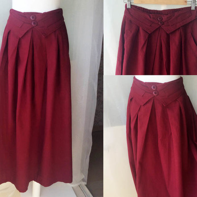 Burgundy long linen skirt outfit women loose linen long skirts casual linen skirt one size