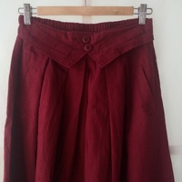 Burgundy Long Linen Skirt Outfit Women Loose Linen Long Skirts Casual Linen Skirt One Size - Thumbnail 2