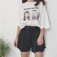 Lace Up Loose Pleated Shorts - Thumbnail 4