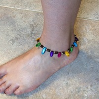Colorful Adjustable Mother of Pearl and Coconut Shell Anklet with Flip Flop Charm - Thumbnail 1