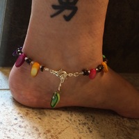 Colorful Adjustable Mother of Pearl and Coconut Shell Anklet with Flip Flop Charm - Thumbnail 3