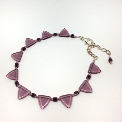 Mauve purple drop triangle adjustable anklet