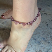 Mauve Purple Drop Triangle Adjustable Anklet - Thumbnail 1