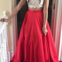  Beading A-line Lace Two Pieces Prom Dresses  - Thumbnail 1