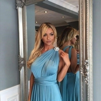 Blue One Shoulder Natural Backless Floor-length A-line Prom Dresses  - Thumbnail 1