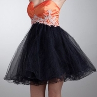 Short Prom Dresses 2017 A-Line Strapless Sleeveless Lace-up Short/Mini Taffeta Appliques  - Thumbnail 1