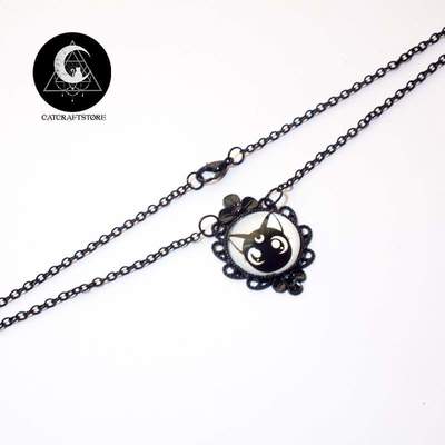 Black Luna Cat necklace