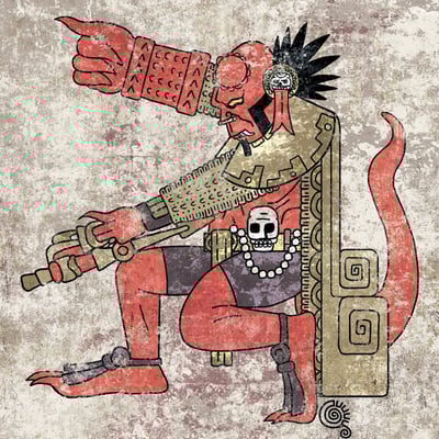 Aztec hellboy art print