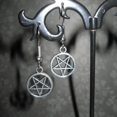 Small inverted pentagram earrings