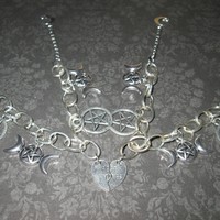 “Best Witches” Friendship Bracelets with Pentagram, Heart, & Moon Charms - Thumbnail 2