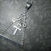 Occult Witch Pyramid Necklace with Ankh Pendant - Thumbnail 1