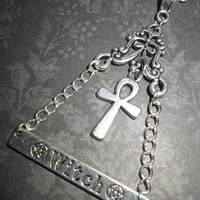 Occult Witch Pyramid Necklace with Ankh Pendant - Thumbnail 2