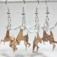 Origami Deer earrings: Brown - Thumbnail 1