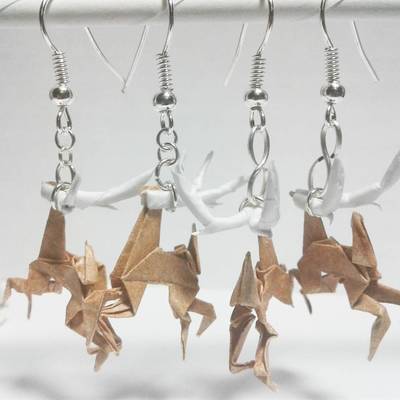 Origami deer earrings: brown