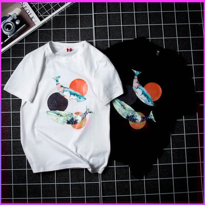 Harajuku fish printed t-shirt
