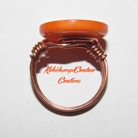 Orange Button Ring - Thumbnail 1