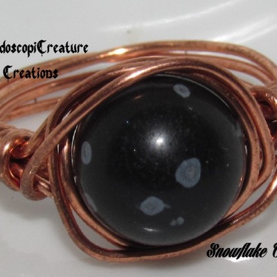 Snowflake obsidian ring