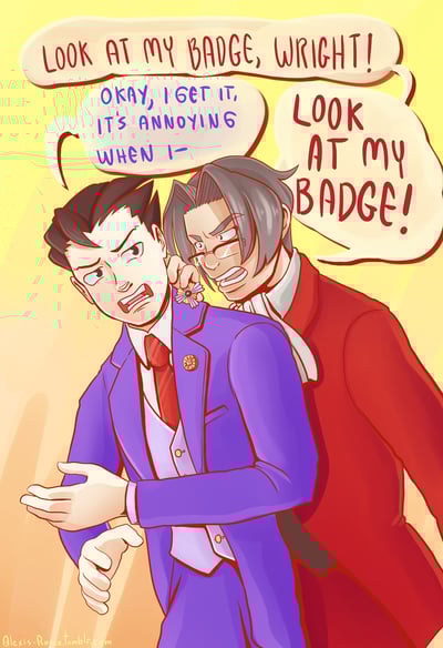 Ace attorney phoenix/edgeworth badge