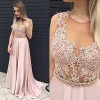 Pearls Appliques A-line Prom Dresses 2017 - Thumbnail 1