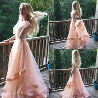 Gorgeous Two Pieces Beads 2017 Prom Dress Tulle Ruffles Romantic - Thumbnail 1