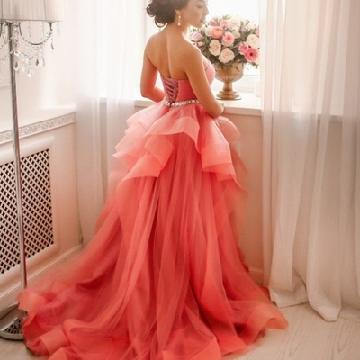 Sweetheart natural tiers a-line tulle prom dresses 2017
