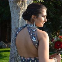 High Quality Sexy Halter Beading Long Charming Prom Dresses, Floor-Length Evening Dresses,Prom Dresses - Thumbnail 1