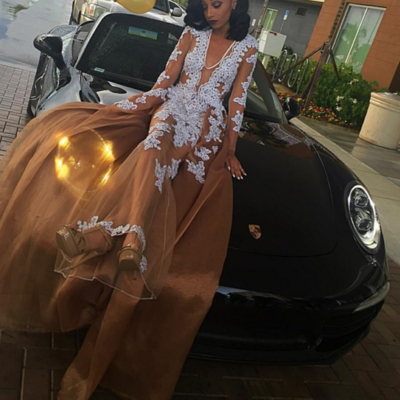 Prom dresses,prom dress,v-neck a-line lace-appliques newest long-sleeve evening dress