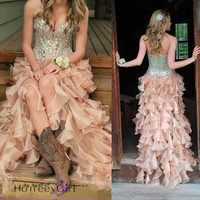 Prom Dress,Sequin Prom Dress,Country Style Prom Dress, Ligh Low Prom Dress,Beading Prom Dress,Ready Dress to Prom - Thumbnail 1
