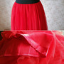 Red Tea Length Tulle Midi Skirt Outfit Custom Plus Size Bridesmaid Tulle Midi Skirt-3