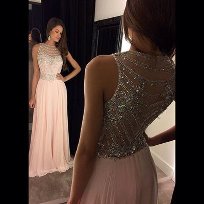 Prom dress chiffon prom dress beading prom dress empire party gowns