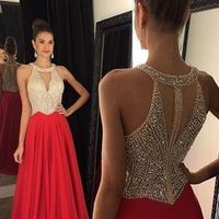 High Quality Prom Dress Chiffon Prom Dress Beading Prom Dress O-Neck Prom Dress Charming Prom Dress - Thumbnail 1