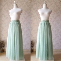 Sage Green Floor Length Tulle Skirt Sage Wedding Tulle Skirt Bridesmaid Full Length Tulle Skirt Bridesmaid Separate  - Thumbnail 1