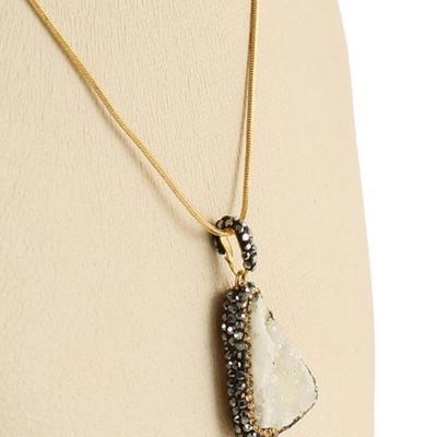 Druzzy gold pendant necklace