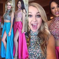 Charming Prom Dress,Two Pieces Prom Dress,Sexy Prom Dress,Long Prom Dress,High Slit Evening Dress - Thumbnail 1