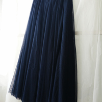 Navy High Waisted Tulle Skirt Navy Blue Bridesmaid Tulle Skirt Navy Wedding Tulle Skirt Outfit Floor Length Tulle Skirt Plus Size - Thumbnail 1