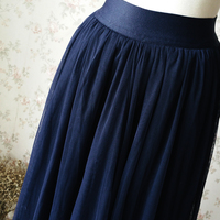Navy High Waisted Tulle Skirt Navy Blue Bridesmaid Tulle Skirt Navy Wedding Tulle Skirt Outfit Floor Length Tulle Skirt Plus Size - Thumbnail 2
