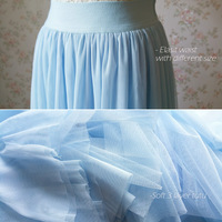 Light Blue Tulle Maxi Skirt High Waisted Floor Length Blue Tulle Skirt Wedding Bridesmaid Outfit - Thumbnail 1