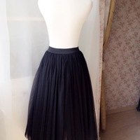Full Black Maxi Tulle Skirt Floor Length Tulle Skirt Women High Waisted Tulle Skirt Outfit Any Size - Thumbnail 3