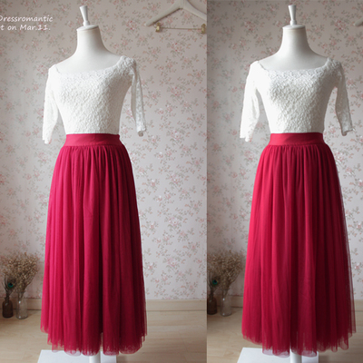 Red full tulle skirt floor length tutu skirt red tulle maxi skirt plus size tulle skirt red wedding bridesmaid skirt