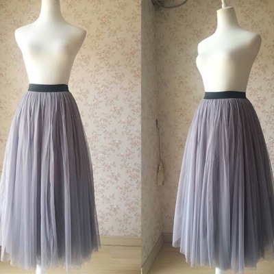 Gray full tulle skirt gray wedding tulle skirt bridesmaid tulle skirt outfit plus size tulle skirt