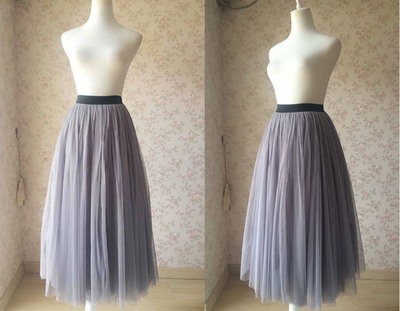 Gray Full Tulle Skirt Gray Wedding Tulle Skirt Bridesmaid Tulle Skirt Outfit Plus Size Tulle Skirt