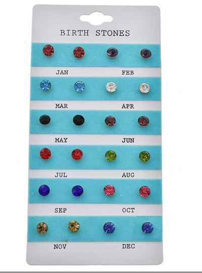 Birth Stone Earring Pack (12 Earring Sets Included)